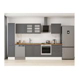 Alvinka 300X210 Cm Klasik Mebran Mutfak Dolabı, Mb E80B40S60 3 Mebran Antrasit Mdf