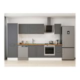 Alvinka 300X210 Cm Klasik Mebran Mutfak Dolabı, Mb E80B60S40 2 Mebran Antrasit Suntalam