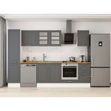 Alvinka 300X210 cm Klasik Mebran Mutfak Dolabı MB-E90B45S45-3 Antrasit - Mdf