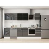 Alvinka 305X210 cm High Gloss Mutfak Dolabı M-E90S50S45-3 Antrasit - Suntalam