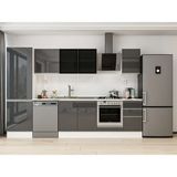 Alvinka 305X210 cm High Gloss Mutfak Dolabı MB-E80B60S45-3 Antrasit - Suntalam