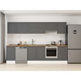 Alvinka 305X210 cm Klasik Mebran Mutfak Dolabı M-E90S45S50-1 Antrasit - Suntalam