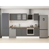 Alvinka 305X210 cm Klasik Mebran Mutfak Dolabı MB-E80B60S45-3 Antrasit - Mdf