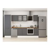 Alvinka 305X210 Cm Klasik Mebran Mutfak Dolabı, Mb E80B60S45 3 Mebran Antrasit Mdf