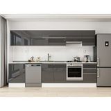 Alvinka 310X210 cm High Gloss Mutfak Dolabı M-E80S60S50-1 Antrasit - Suntalam