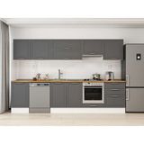 Alvinka 310X210 cm Klasik Mebran Mutfak Dolabı M-E80S50S60-1 Antrasit - Mdf