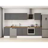 Alvinka 310X210 cm Klasik Mebran Mutfak Dolabı M-E80S50S60-2 Antrasit - Suntalam