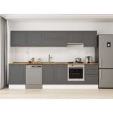 Alvinka 310X210 cm Klasik Mebran Mutfak Dolabı M-E80S60S50-1 Antrasit - Suntalam