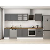 Alvinka 310X210 cm Klasik Mebran Mutfak Dolabı M-E90S40S60-3 Antrasit - Suntalam