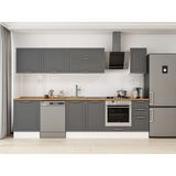 Alvinka 310X210 cm Klasik Mebran Mutfak Dolabı M-E90S60S40-2 Antrasit - Mdf
