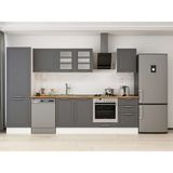 Alvinka 310X210 cm Klasik Mebran Mutfak Dolabı MB-E80B60S50-3 Antrasit - Suntalam