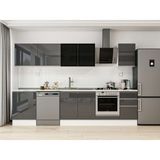 Alvinka 315X210 cm High Gloss Mutfak Dolabı M-E90S60S45-3 Antrasit - Suntalam