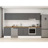 Alvinka 315X210 cm Klasik Mebran Mutfak Dolabı M-E90S60S45-1 Antrasit - Suntalam