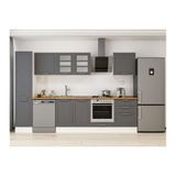Alvinka 315X210 Cm Klasik Mebran Mutfak Dolabı, Mb E90B45S60 3 Mebran Antrasit Mdf