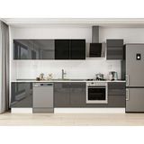 Alvinka 320X210 cm High Gloss Mutfak Dolabı M-E90S60S50-3 Antrasit - Suntalam