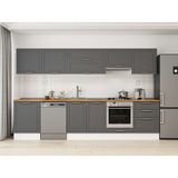 Alvinka 320X210 cm Klasik Mebran Mutfak Dolabı M-E80S60S60-1 Antrasit - Mdf