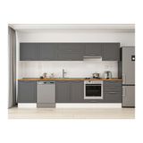 Alvinka 320X210 Cm Klasik Mebran Mutfak Dolabı, M E80S60S60 1 Mebran Antrasit Mdf
