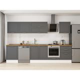 Alvinka 330X210 cm Klasik Mebran Mutfak Dolabı M-E90S60S60-2 Antrasit - Suntalam