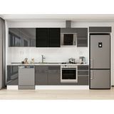 Alvinka 360X222 cm High Gloss Mutfak Dolabı MB-E80S40S40-3 Antrasit - Suntalam