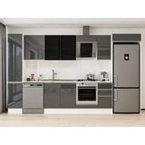 Alvinka 360X222 cm High Gloss Mutfak Dolabı MBB-E80B40S40-3 Antrasit - Suntalam