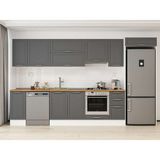 Alvinka 360X222 cm Klasik Mebran Mutfak Dolabı MB-E80S40S40-1 Antrasit - Suntalam