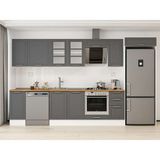 Alvinka 360X222 cm Klasik Mebran Mutfak Dolabı MB-E80S40S40-3 Antrasit - Suntalam