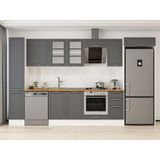 Alvinka 360X222 cm Klasik Mebran Mutfak Dolabı MBB-E80B40S40-3 Antrasit - Mdf