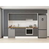 Alvinka 360X240 cm Klasik Mebran Mutfak Dolabı MBB-E80B40S40-1 Antrasit - Suntalam
