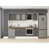 Alvinka 360X240 cm Klasik Mebran Mutfak Dolabı MBB-E80B40S40-3 Antrasit - Suntalam
