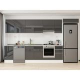 Alvinka 365X222 cm High Gloss Mutfak Dolabı MB-E80S45S40-1 Antrasit - Suntalam