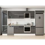 Alvinka 365X222 cm High Gloss Mutfak Dolabı MBB-E80B45S40-2 Antrasit - Suntalam