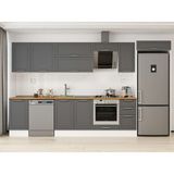 Alvinka 365X222 cm Klasik Mebran Mutfak Dolabı MB-E80S45S40-2 Antrasit - Mdf