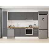 Alvinka 365X222 cm Klasik Mebran Mutfak Dolabı MBB-E80B40S45-1 Antrasit - Suntalam