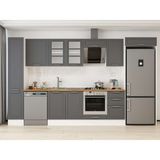 Alvinka 365X222 cm Klasik Mebran Mutfak Dolabı MBB-E80B40S45-3 Antrasit - Suntalam