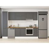Alvinka 365X222 cm Klasik Mebran Mutfak Dolabı MBB-E80B45S40-1 Antrasit - Suntalam