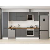 Alvinka 365X222 cm Klasik Mebran Mutfak Dolabı MBB-E80B45S40-2 Antrasit - Mdf