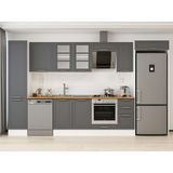 Alvinka 365X222 cm Klasik Mebran Mutfak Dolabı MBB-E80B45S40-3 Antrasit - Suntalam