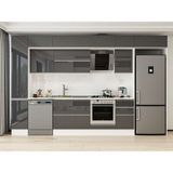 Alvinka 365X240 cm High Gloss Mutfak Dolabı MBB-E80B40S45-2 Antrasit - Suntalam