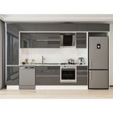 Alvinka 365X240 cm High Gloss Mutfak Dolabı MBB-E80B45S40-2 Antrasit - Suntalam