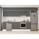 Alvinka 365X240 cm Klasik Mebran Mutfak Dolabı MB-E80S40S45-1 Antrasit - Suntalam