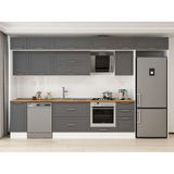 Alvinka 365X240 cm Klasik Mebran Mutfak Dolabı MB-E80S40S45-2 Antrasit - Suntalam