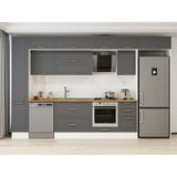 Alvinka 365X240 cm Klasik Mebran Mutfak Dolabı MBB-E80B40S45-2 Antrasit - Mdf