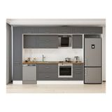 Alvinka 365X240 Cm Klasik Mebran Mutfak Dolabı, Mbb E80B40S45 2 Mebran Antrasit Mdf