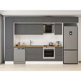 Alvinka 365X240 cm Klasik Mebran Mutfak Dolabı MBB-E80B45S40-2 Antrasit - Suntalam