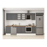 Alvinka 370X222 Cm Klasik Mebran Mutfak Dolabı, Mb E80S50S40 3 Mebran Antrasit Suntalam