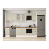 Alvinka 370X222 Cm Klasik Mebran Mutfak Dolabı, Mb E90S40S40 3 Mebran Kumtaşı Mdf