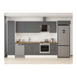 Alvinka 370X222 Cm Klasik Mebran Mutfak Dolabı, Mbb E80B45S45 2 Mebran Antrasit Mdf