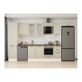 Alvinka 370X222 Cm Klasik Mebran Mutfak Dolabı, Mbb E80B50S40 3 Mebran Kumtaşı Mdf