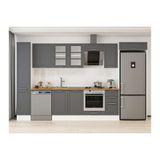 Alvinka 370X222 Cm Klasik Mebran Mutfak Dolabı, Mbb E90B40S40 3 Mebran Antrasit Suntalam