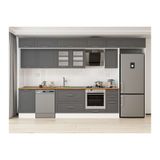 Alvinka 370X240 Cm Klasik Mebran Mutfak Dolabı, Mb E80S50S40 3 Mebran Antrasit Mdf